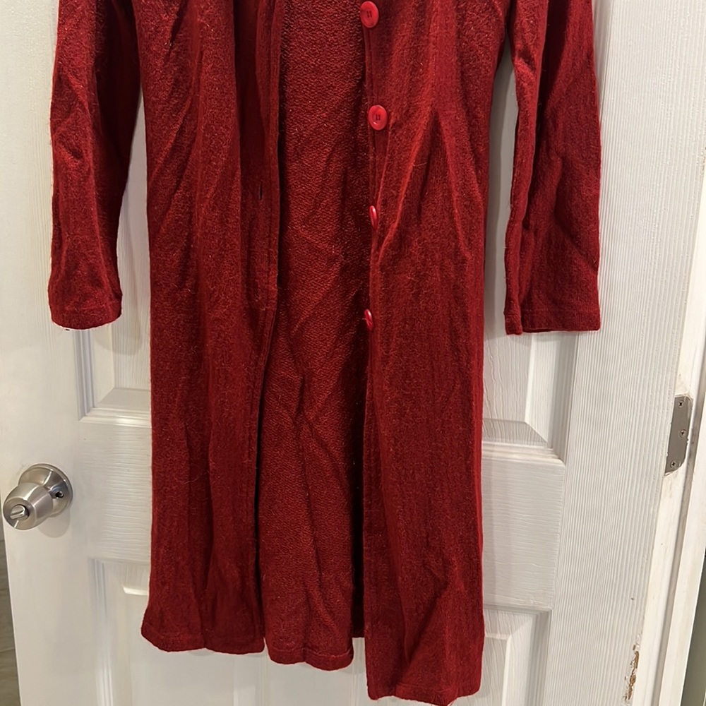 Long Dark Red Button Down Sweater - image 3